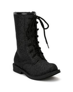 Jelly Bean Pemini New Glitter Lace Up Military Combat Boot Toddler Girl