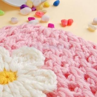 Children Girls Flower Crochet Beanie Knit Hat Cap Handmade 70 Wool for 0 12