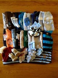Big Lot Baby Boy Layette Fall Winter Clothes Shoes Socks Newborn 0 3 3 Months