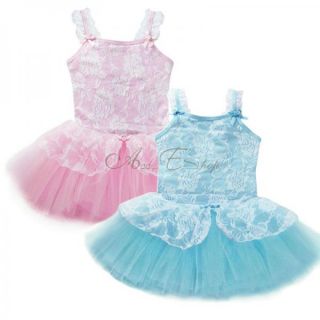Fairy Girl Ballet Dance Leotard Dress Costume Lace Tutu Skate Dancewear Sz 4 8