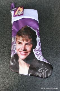 Target Justin Bieber Official Holiday Santa Stocking 20" Purple Xmas Decoration