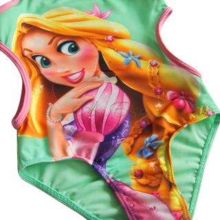 Girls Princess Rapunzel Monokini Swimsuit Bathing Suit Swimwear Swimming Sz 5 6