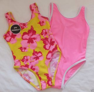 Primark Tropical Swimsuit 2 Pack Polka Dot Spots Swimming Costume Yellow Pink