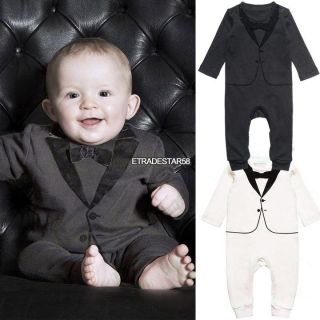 1pc Boy Baby Kids Toddler Bowknot Gentleman Romper Jumpsuit Clothes Outfit