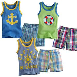 Baby Toddler Kid Girl Boy Sleeveless Sleepwear Pajama Set Cool Shot Pant Clothes