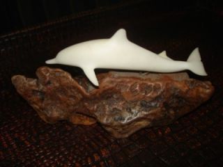 John Perry Art Sculpture Dolphins Mom Baby Driftwood