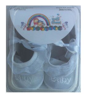 Infant Baptism Crib Shoes Baby White Satin Booties Laced Embroidered Baby 0 6mo