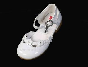 Girls Flower Rhinestone Dress Shoes Toddlers Kids Wedding Pageant White Ivory