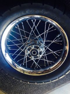 Chrome 40 Spoke Front Wheel Single Disc 16" x 3" Fits Harley Davidson FLST 86 99