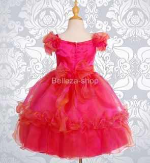 Hot Pink Wedding Flower Girl Pageant Party Formal Occasional Dress 9 10 FG68HP