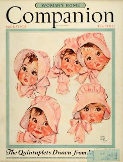 1935 Cover Woman's Home Companion Girls Quintuplet Baby Original