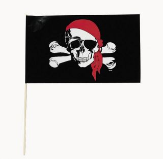 24 Small Pirate Flags Skull Boy's Birthday Party Favors Decorations