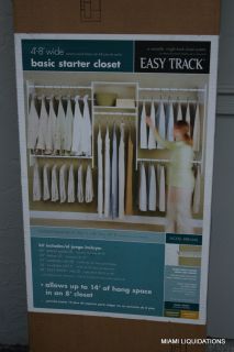 Easy Track 4' 8' Wide Basic Closet Starter Kit RB1448 White Organizer System