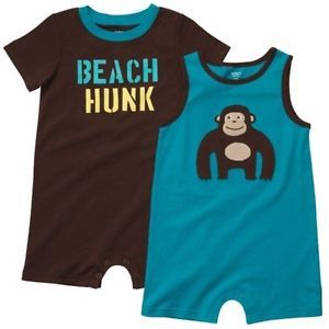 Carters Baby Toddler Boy Summer Clothes 2 Pack Romper Bodysuit Set Free SHIP