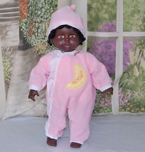 Vintage African American Black Baby Cloth Body Sleep Eye Doll Berenguer Clothes