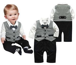 1pcs Boy Baby Kids Toddler Bowknot Gentleman Romper Jumpsuit Clothes Outfit