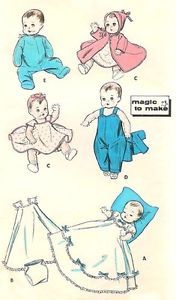 Vintage 11 12" Baby Doll Clothes Pattern 8800