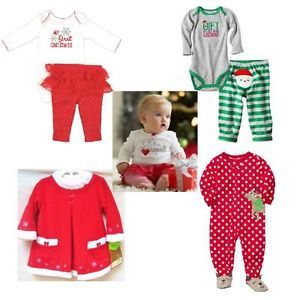 Christms Outfit Carter's Baby Girl Boy 2pc Bodysuit Dress Pajama Holiday Clothes