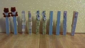 Baby Boy Decorated Clothes Pins Baby Shower Set of 10