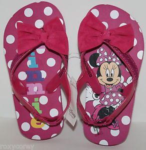 Disney Toddler Girls Minnie Mouse Pink Thongs Flip Flops Size 9 10