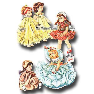 Vtg 50s Doll Clothes Dress Pattern 11" 12" 13" Baby Doll Tiny Tears Betsy Wetsy