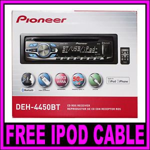 Pioneer DEH 4450BT Bluetooth CD USB iPod iPhone Car Stereo Player Receiver Audio