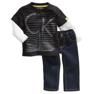 Calvin Klein Designer Baby Boy Clothes Set Top Jeans Black 12 28 24 Months