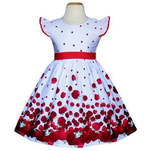 White Red Apples Baby Toddler Girls Dresses Kids Clothing Summer Party Size 3T