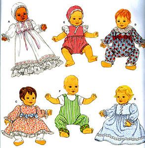 OOP 12” 22” Baby Doll Clothes Christening Dress Sewing Pattern Simplicity 2704