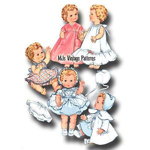 Vintage 1950s Baby Toddler Doll Clothes Dress Pattern 23" 24" 25" Toodles
