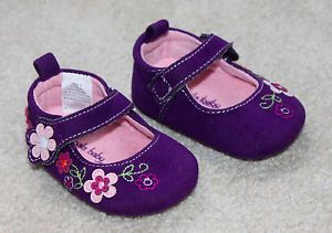 Mint Koala Baby Infant Girl Shoes Size 1 Purple Flowers Worn Once No Walking
