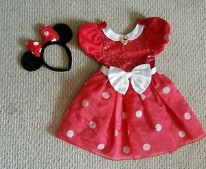 Disney Minnie Mouse Toddler Girl Size 2T 3T Red Dress Ears Halloween Costume