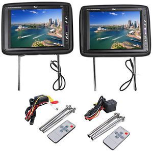 TView T120PL BK 12" Black Car Headrest Widescreen TFT LCD Monitors w Remotes