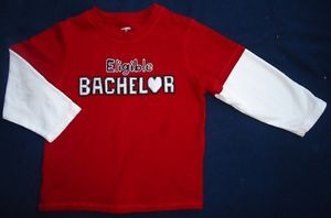 Gymboree Toddler Boys Red Shirt Top Valentine's Day Eligible Bachelor 3 3T