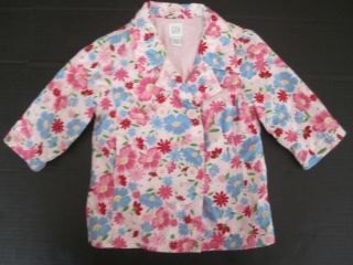 Baby Gap Pink Blue Floral Print Toddler Girls Size 12 18 Months Jacket Coat