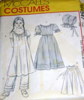 Sewing Pattern McCalls 4547 Girls Amish Bonnet Early American Dress Size 7 14