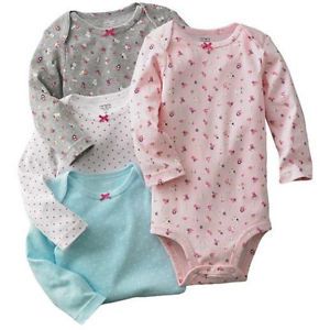 Carters Baby Girl Clothes 4 Bodysuits Long Sleeve 3 6 9 12 18 24 Months Newborn