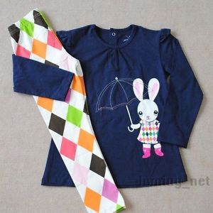 Girls baby toddler clothes 2 Piece cotton suit Long sleeves t shirt Pants）Bunny