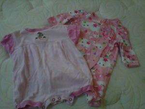 Lot of 2 Pieces Newborn Baby Girl Pink Romper Shorts and Winter Clothes Preemie