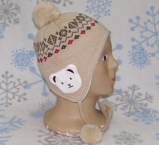 Baby Toddler with Bear Winter Ear Flap Hat Ski Earflap Beanie Cap 217 Tan