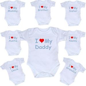 Boys Blue 'I Love Mummy Daddy' Baby Clothes Vest Bodysuit 0 12MT