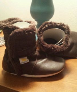 Ministar Infant Leather Brown Boots Med 6 12 Months Girls Boys Soft Sole Shoes