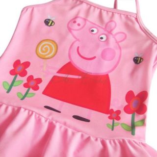 Peppa Pig Girls Kids Ruffle Swimsuit Swimwear Bathing Suit Swim Costume Sz 5 6