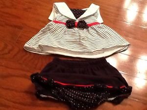 Patriotic Labor Day USA Red White Blue Girls Baby Clothes Outfit 6M