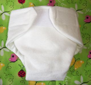 Washable Baby Doll Cloth Diaper Pure White Fits Cabbage Patch Dolls More