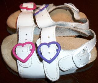 Size 3 Girls Toddler Baby Pink Purple Heart White Sandals Flip Flops Adorable