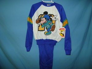 Vintage New Kids Mickey Mouse Shirt Pants Football sweat Suit Toddler Size 7
