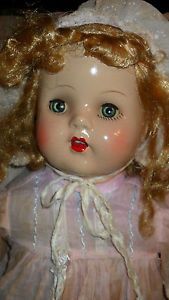 Composition Doll Vintage Baby Doll 22 with Old Clothes and Bonnet