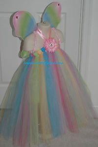 New Toddler Girls Rainbow Fairy Tutu Dress Up Costume 3T 4T 5T 3pc w Wings Winx