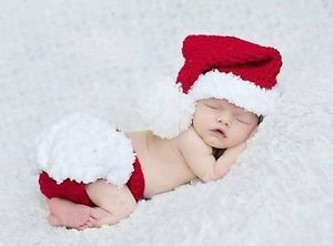 Baby Girls Boy Newborn Knit Crochet Christmas Santa Suit Clothes Apparel Outfit